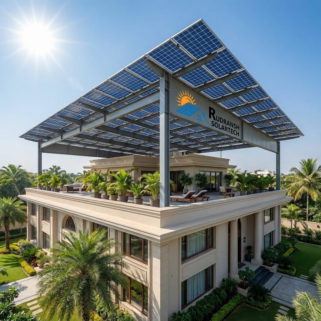 5kW Elevated Solar System in Lucknow by Rudransh Solartech