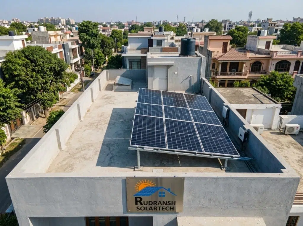 3kW rooftop solar system installed on a residential house in Lucknow Uttar Pradesh by Rudransh Solartech