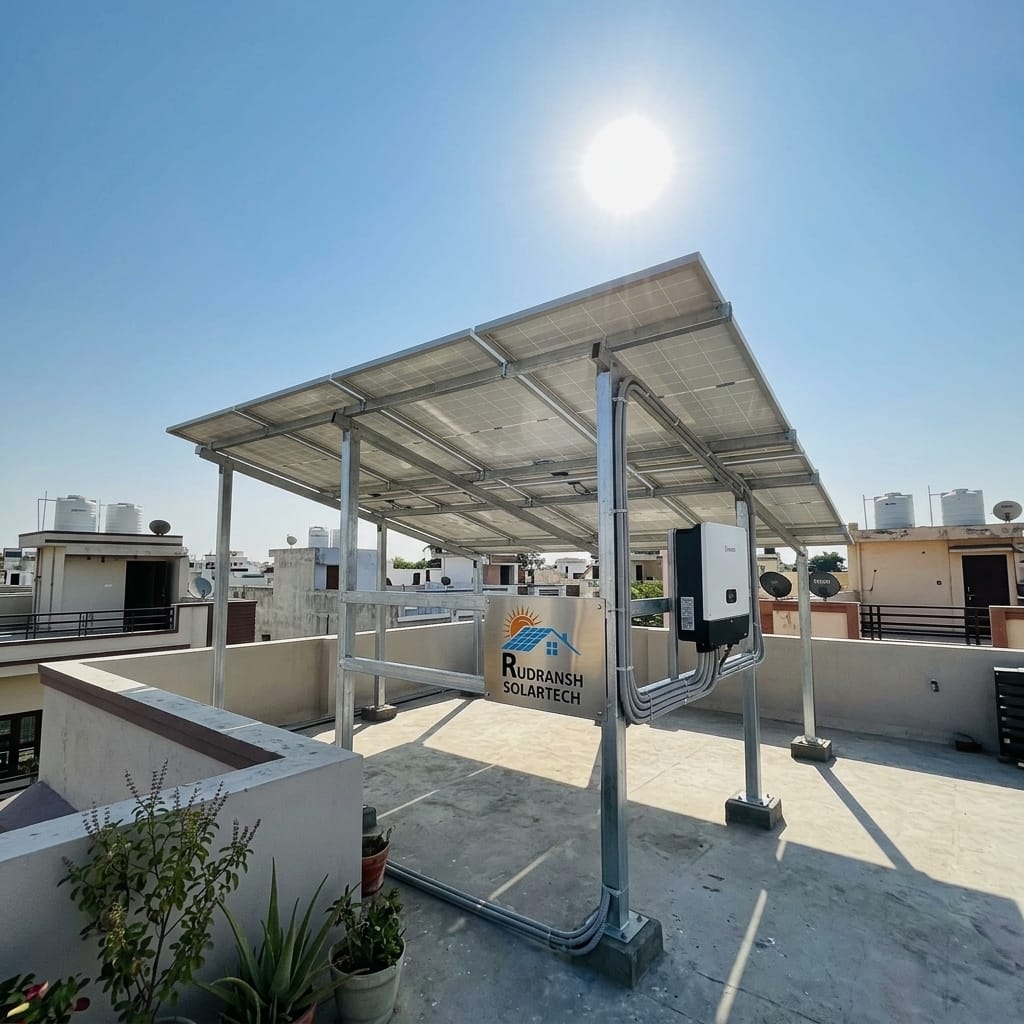 Premium 2kW solar system installation in Lucknow with Tata and UTL alternatives by Rudransh Solartech