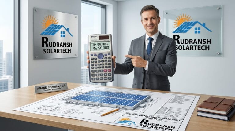 A chartered accountant calculating Section 32 solar panel depreciation tax benefits for a business.