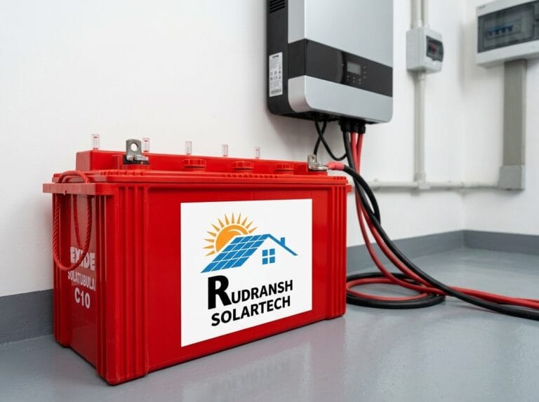 Exide Solatubular C10 solar battery installed in a home backup system in Lucknow by Rudransh Solartech
